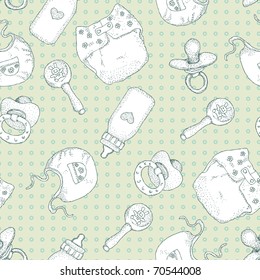 vintage baby theme seamless "pattern it's a boy!"