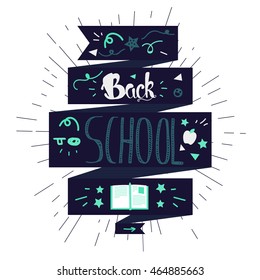 Vintage Back To School Lettering Banner. Knowledge day poster. Vector
