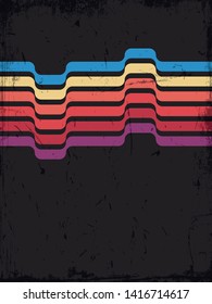 Vintage Background from the 1970s, 1980s Retro Colors, Wavy Lines, Grunge Texture Pattern