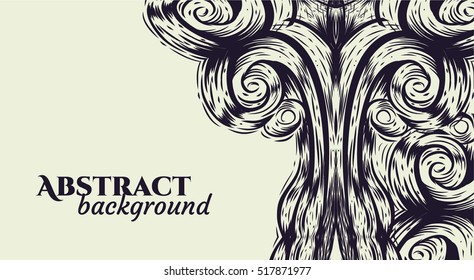 Vintage background with abstract wavy element. Vector isolated illustration. Boho chic. 