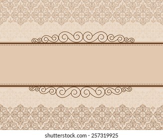 Vintage background, antique,  baroque frame, beautiful old paper, card, ornate cover page, label; floral luxury ornamental pattern template for design 