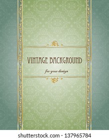Vintage background, antique, beautiful old paper, card, ornate cover page, label; floral luxury ornamental pattern template for design