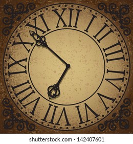 Vintage Background With Antique Clock Face