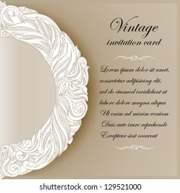 Vintage background, antique greeting, invitation card with ornate floral ornament