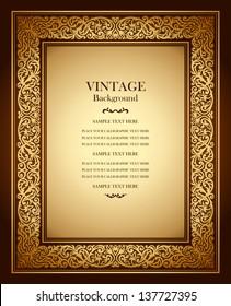 Vintage background, antique ornamental frame, victorian gold ornament, beautiful old paper, luxury certificate, award, royal diploma, ornate cover page, floral pattern, achievement template