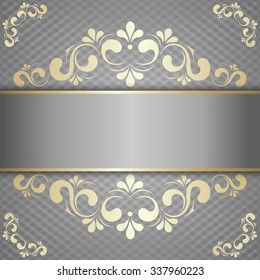 Vintage background, antique, victorian gold ornament, baroque frame, card, ornate cover page, label; floral luxury ornamental pattern template for design