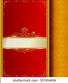 Vintage background, antique, victorian gold ornament, baroque frame, beautiful old paper, card, ornate cover page, label; floral luxury ornamental pattern template for design
