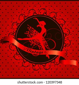 Vintage background with ballerina