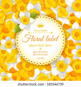 Fondo vintage con un hermoso patrón de daffodils amarillos y blancos.