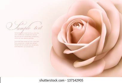 Vintage background with beautiful pink rose. Vector illustration.