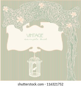 vintage background with bird cage