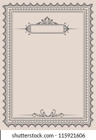 Vintage background. Vintage blank with frame and elements for text