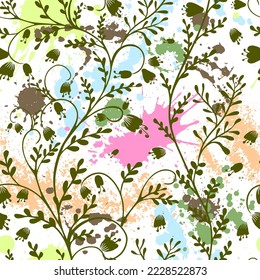 Vintage background with blots and flowers. Vector illustration. Vector illustration