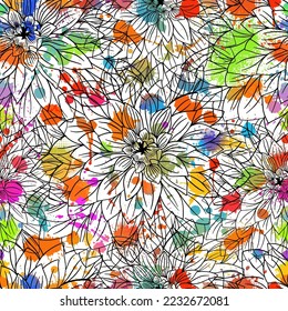 Vintage background with blots and flowers. Vector illustration. Vector illustration