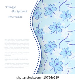 Vintage background with blue flowers. Vector eps10 illustration