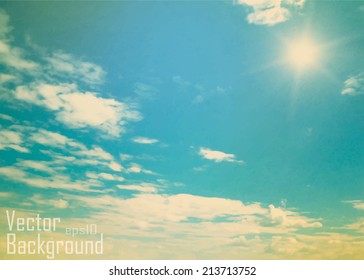 Vintage background in the blue shade with clouds