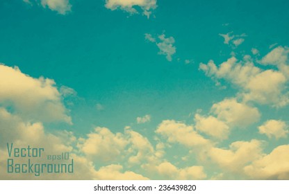 Vintage background in the blue shade with clouds