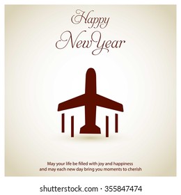 Vintage Background with brown Air Plane icon happy new year label typography poster template - 2016 Happy New Year wallpaper Background