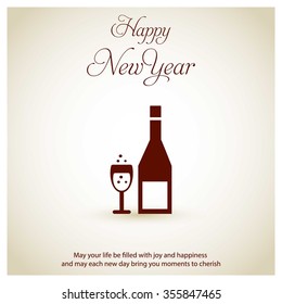 Vintage Background with brown Alcohol Bottle and Glass icon happy new year label typography poster template - 2016 Happy New Year wallpaper Background