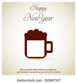 Vintage Background with brown Bear Mug icon happy new year label typography poster template - 2016 Happy New Year wallpaper Background