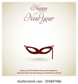 Vintage Background with brown Decorative Glasses Mask icon happy new year label typography poster template - 2016 Happy New Year wallpaper Background