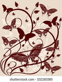 vintage background with butterfly