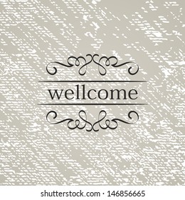 Vintage background with calligraphic frame. Menu design. Scratched background.