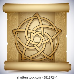 Vintage background with Celtic ornaments and pentacle