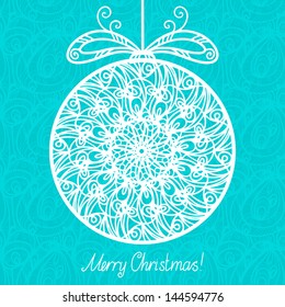 Vintage background with Christmas ball. Abstract design logo. Logotype art - vector