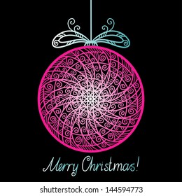 Vintage background with Christmas ball - vector