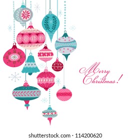 Vintage Background with Christmas tree balls. For design and scrapbook in vector