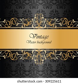 Vintage background with classic royal ornaments in gold and black. Vector