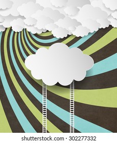 Vintage Background With Clouds And Ladders (stairs)