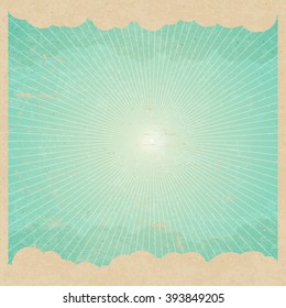 Antecedentes vintage con nubes y rayas. Rayos, hojas, nubes, cielo. Plantilla de póster de época. Sobre textura de papel antiguo. Grunge capas fácilmente editadas.