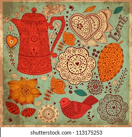 Vintage  background with coffee pattern