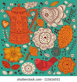 Vintage background with coffee pattern