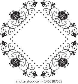 Vintage background with color black and white, with beautiful floral frame, ornate of cards. Vector