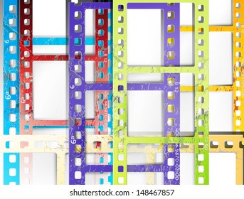 Vintage background with color film frame. Vector format.