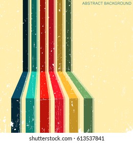 Vintage background with colored stripes. Abstract geometric pattern. Vector illustration.