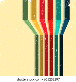 Vintage background with colored stripes. Abstract geometric pattern for cover album, brochure or flyer. Vector illustration.