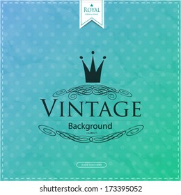 Vintage background with crown, blue