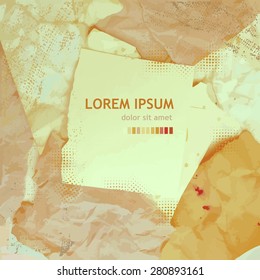 Vintage background crumpled sheet of paper. Vector