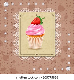 Vintage background with cupcake