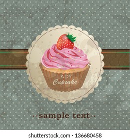 Vintage background with cupcake