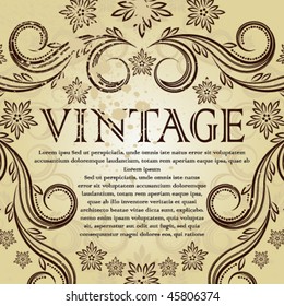 Vintage background with curled elements