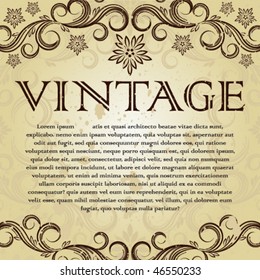 Vintage background with curled elements.