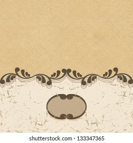 Vintage background with curls and a vignette. Vector illustration