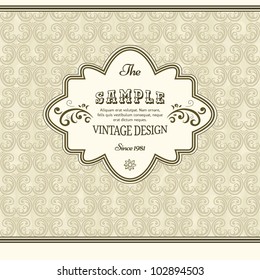 Vintage background with damask pattern in retro style
