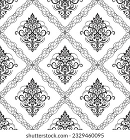 Vintage-Hintergrund mit Damast-Muster im Retro-Stil. Türkisch, Indisch, Islam, arabisches Motiv.