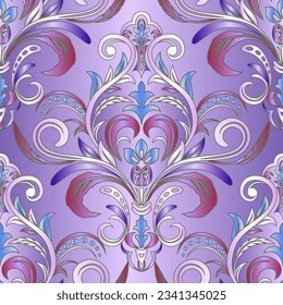 Fondo vintage con patrón damasco en estilo retro. Patrón floral de diseño inmaculado. Ilustración vectorial. Motivo turco, indio, islam, árabe.